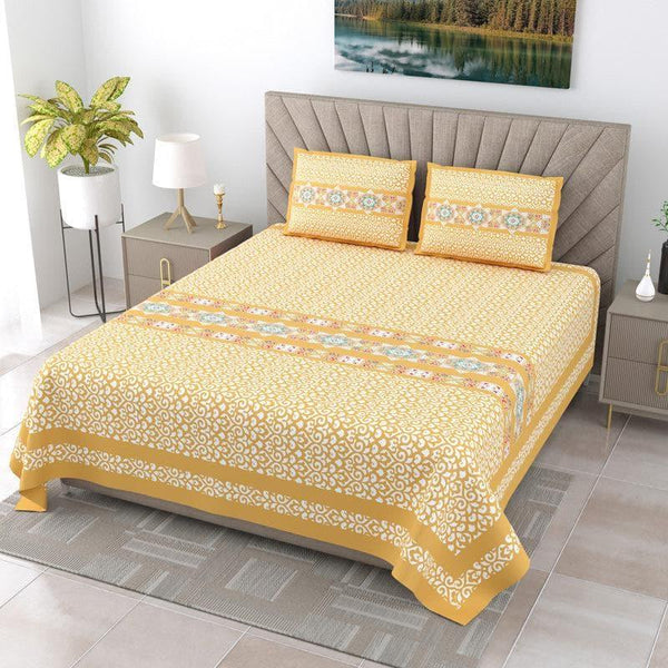 Buy Bedsheets - Aamintri Ethnic Bedsheet - Yellow at Vaaree online