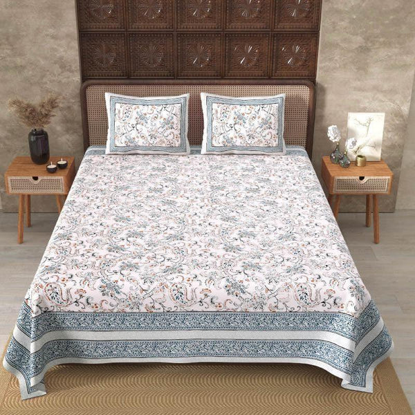 Buy Aari Floral Bedsheet - Blue Bedsheets from Vaaree