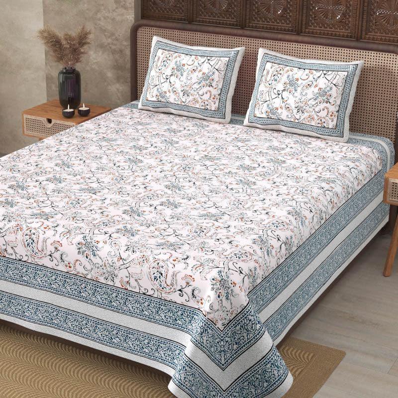 Buy Aari Floral Bedsheet - Blue Bedsheets from Vaaree