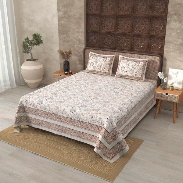 Buy Aari Floral Bedsheet - Brown Bedsheets from Vaaree