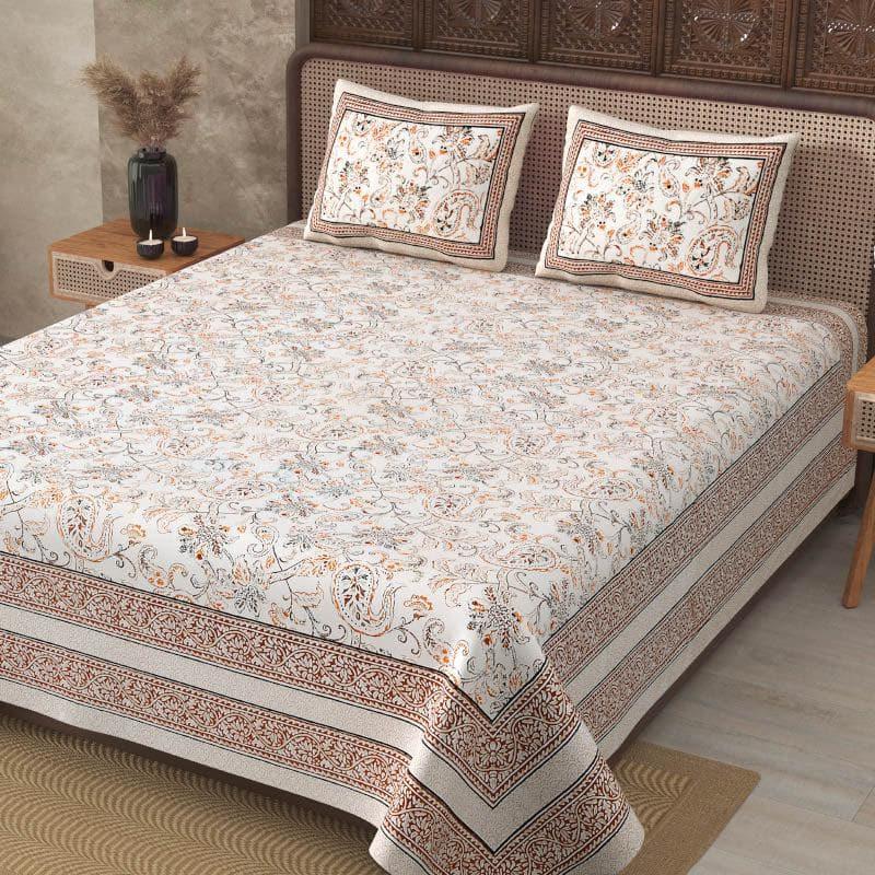 Buy Aari Floral Bedsheet - Brown Bedsheets from Vaaree