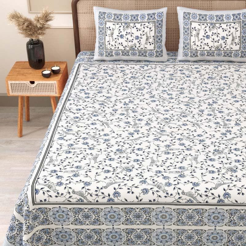 Buy Bedsheets - Aarna Printed Bedsheet - Blue at Vaaree online