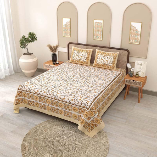 Buy Aarna Printed Bedsheet - Yellow Bedsheets from Vaaree