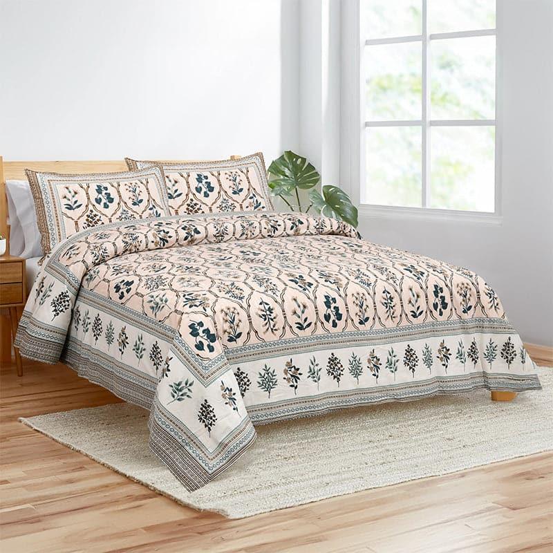 Buy Aarsha Floral Bedsheet - Blue & Beige Bedsheets from Vaaree