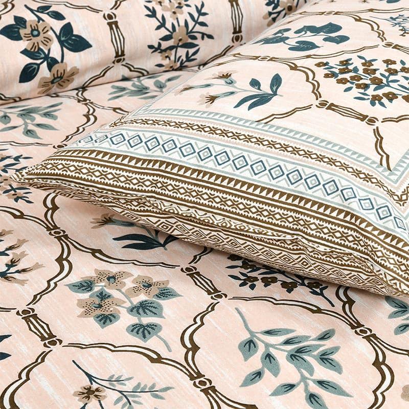 Bedsheets - Aarsha Floral Bedsheet - Blue & Beige