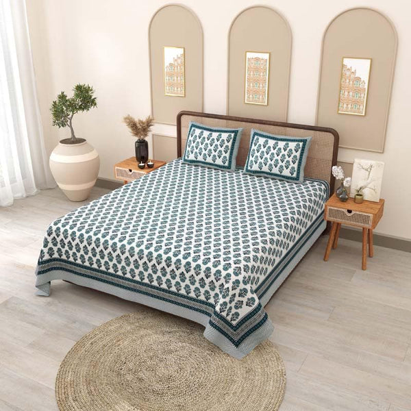 Buy Bedsheets - Aathiya Printed Bedsheet - Blue at Vaaree online