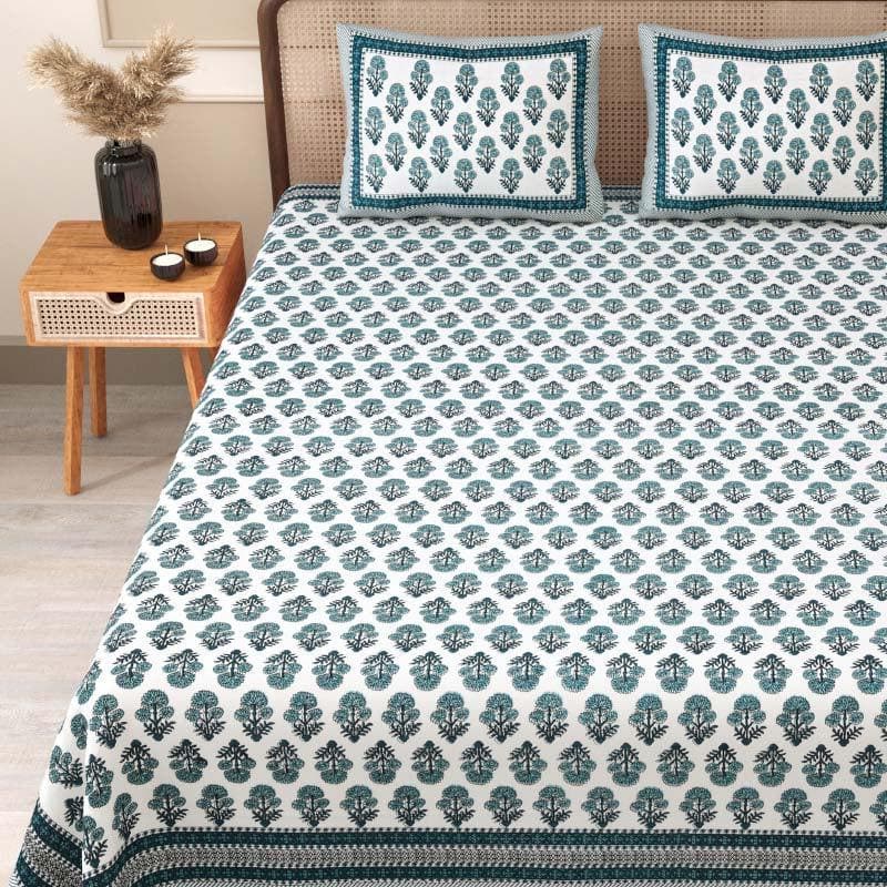 Buy Bedsheets - Aathiya Printed Bedsheet - Blue at Vaaree online