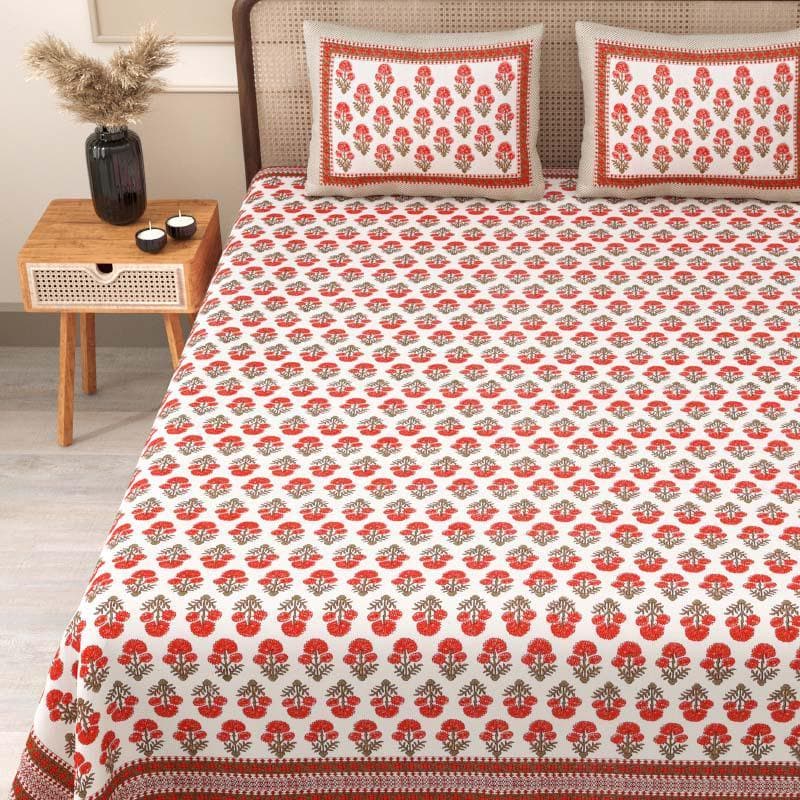 Buy Bedsheets - Aathiya Printed Bedsheet - Red at Vaaree online