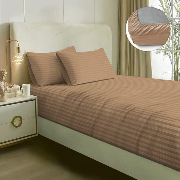 Buy Adalyn Striped Bedsheet - Khaki Bedsheets from Vaaree