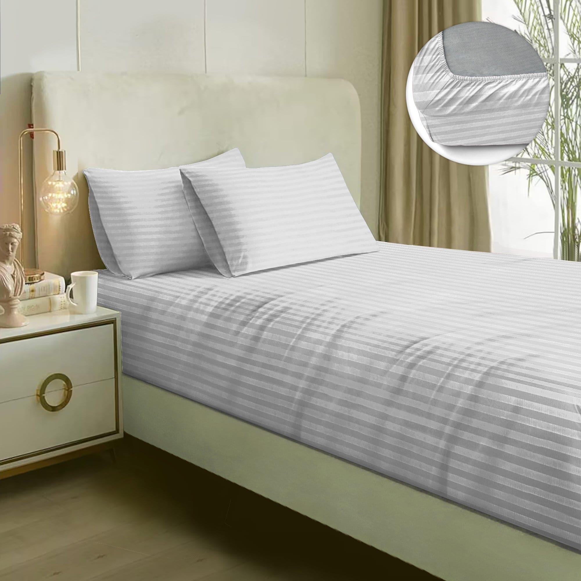 Buy Adalyn Striped Bedsheet - Off White Bedsheets from Vaaree