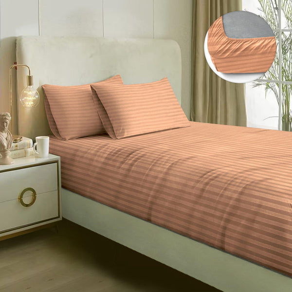 Buy Adalyn Striped Bedsheet - Peach Bedsheets from Vaaree