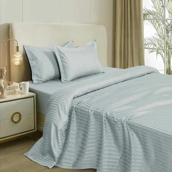 Buy Bedsheets - Adalyn Striped Bedsheet - Silver Grey at Vaaree online