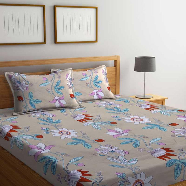 Buy Agathe Printed Bedsheet - Blue & Brown Bedsheets from Vaaree