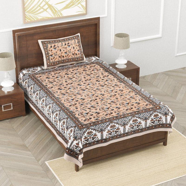 Buy Aisha Ethnic Floral Bedsheet - Brown Bedsheets from Vaaree