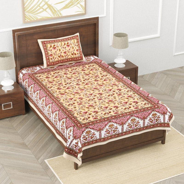 Buy Aisha Ethnic Floral Bedsheet - Orange Bedsheets from Vaaree