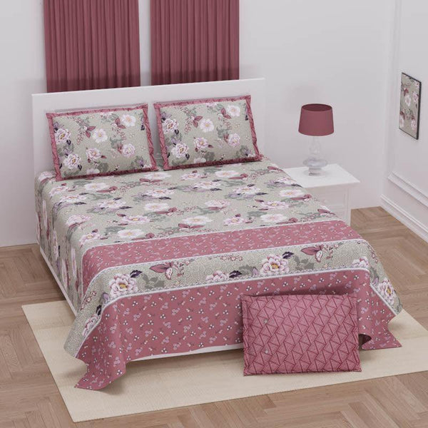 Bedsheets - Ajara Floral Bedsheet - Pink