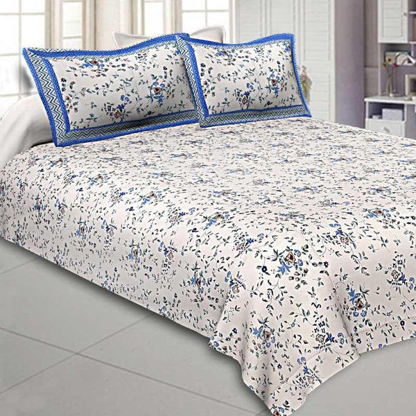 Buy Akira Floral Bedsheet - Blue Bedsheets from Vaaree