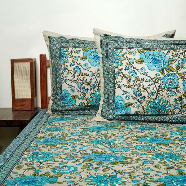 Buy Bedsheets - Alderidge Floral Printed Bedsheet - Blue at Vaaree online