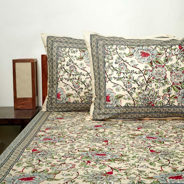 Bedsheets - Alderidge Floral Printed Bedsheet - Grey
