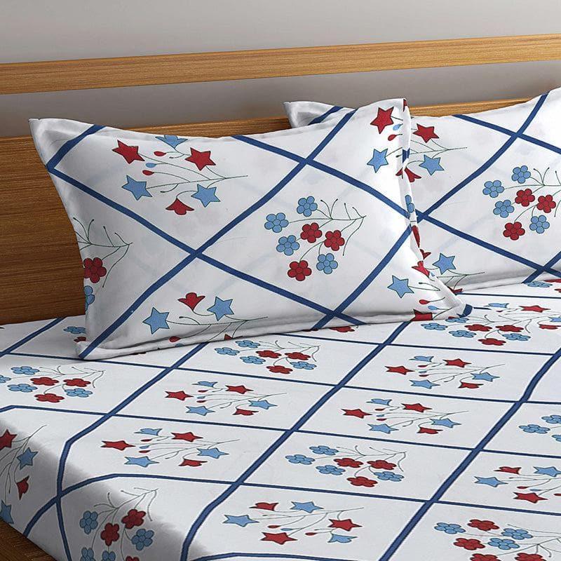 Buy Aleferous Gridded Bedsheet - Blue Bedsheets from Vaaree