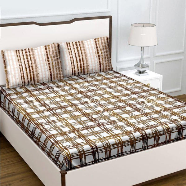 Buy Alva Striped Bedsheet - Brown Bedsheets from Vaaree