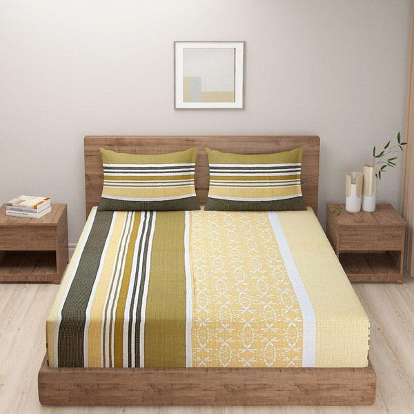 Buy Amaresse Striped Bedsheet - Olive Bedsheets from Vaaree