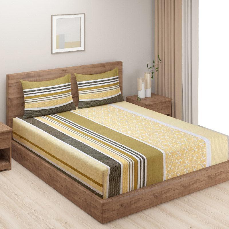 Buy Amaresse Striped Bedsheet - Olive Bedsheets from Vaaree