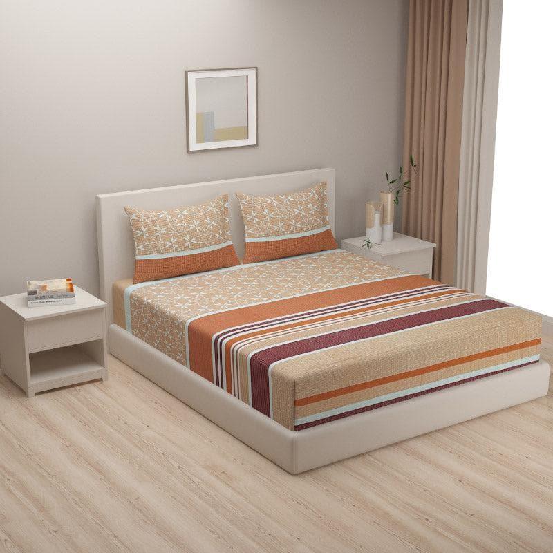 Bedsheets - Amaresse Striped Bedsheet - Rust