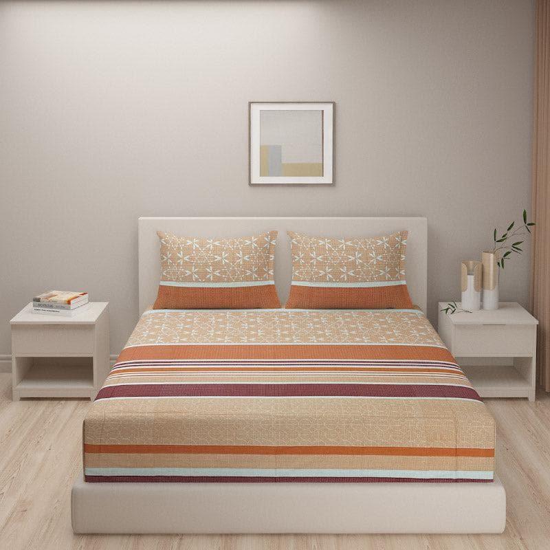 Bedsheets - Amaresse Striped Bedsheet - Rust