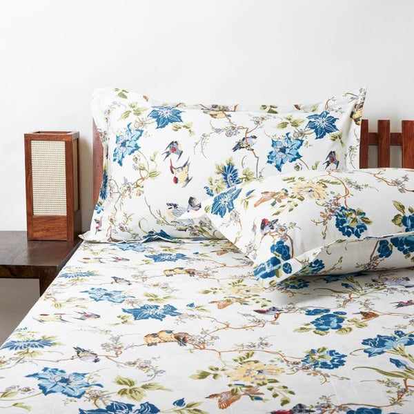 Buy Amora Floral Bedsheet - Blue Bedsheets from Vaaree