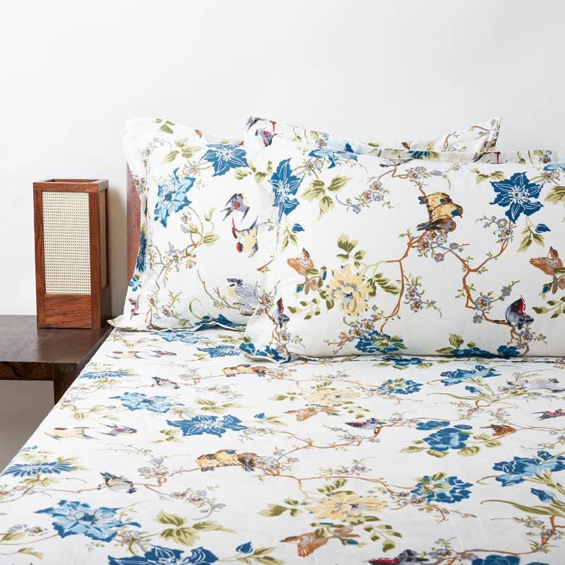 Buy Amora Floral Bedsheet - Blue Bedsheets from Vaaree