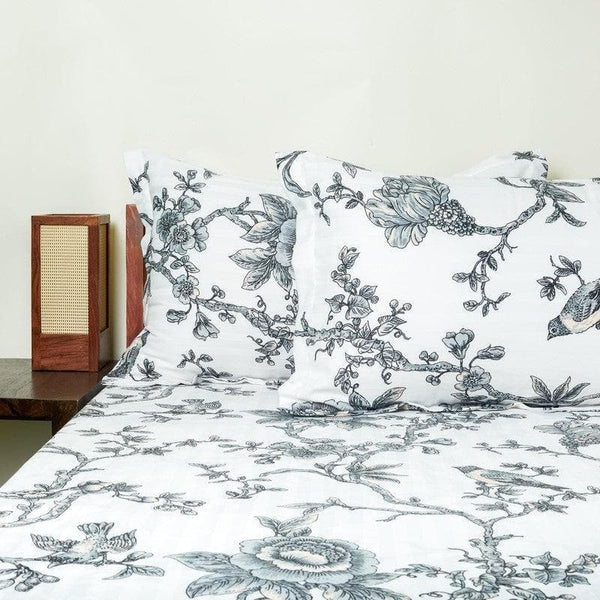 Bedsheets - Anaidda Printed Bedsheet - White