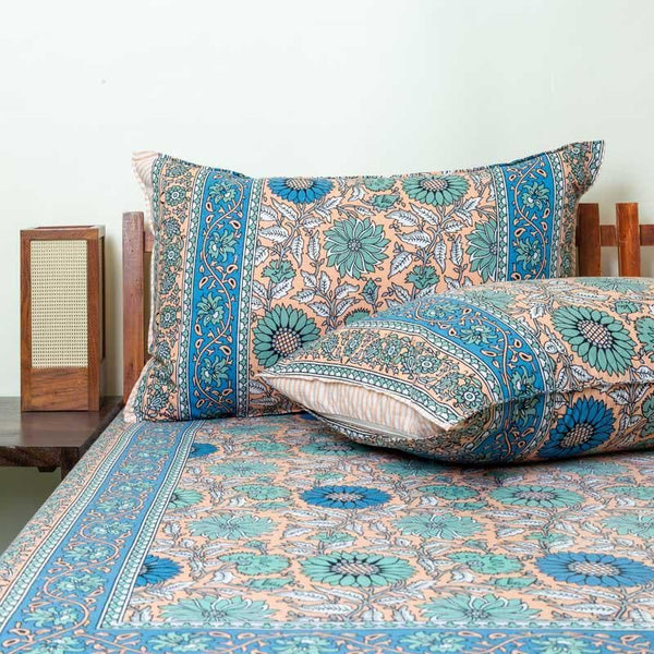 Buy Anandita Floral Bedsheet - Orange Bedsheets from Vaaree