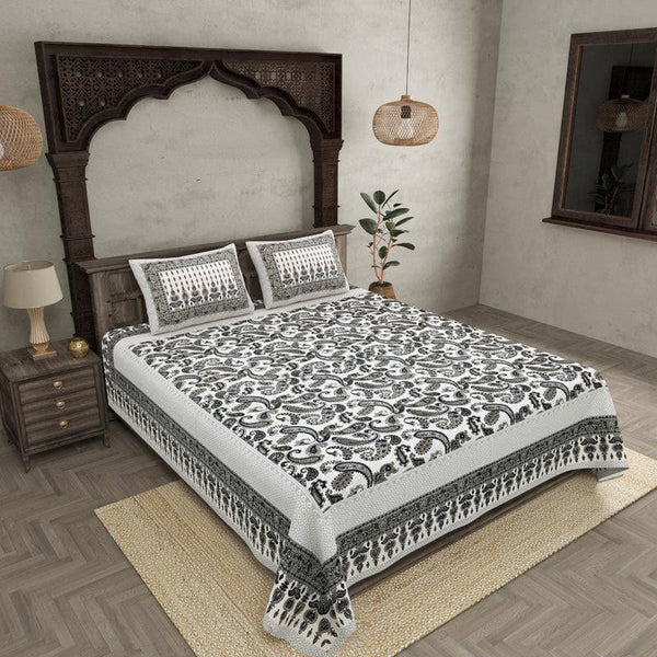 Buy Ananita Ethnic Bedsheet - Grey Bedsheets from Vaaree