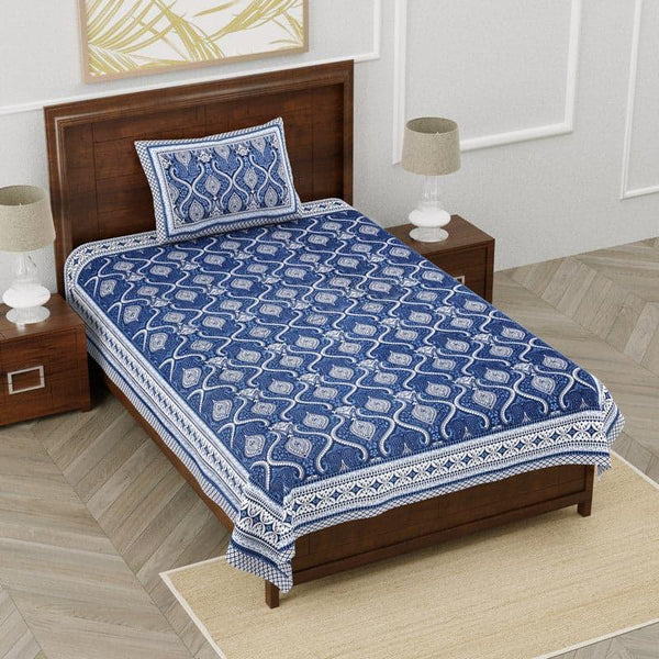 Buy Annette Ethnic Printed Bedsheet - Blue Bedsheets from Vaaree