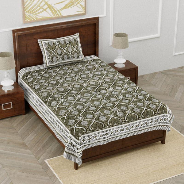 Buy Annette Ethnic Printed Bedsheet - Green Bedsheets from Vaaree