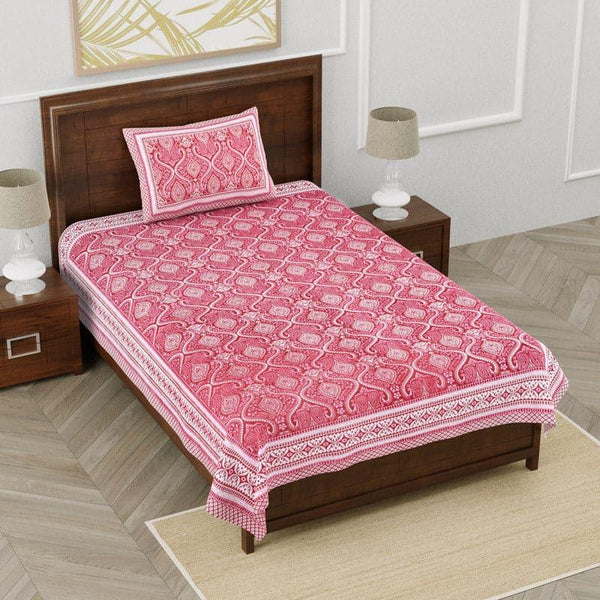 Buy Annette Ethnic Printed Bedsheet - Pink Bedsheets from Vaaree