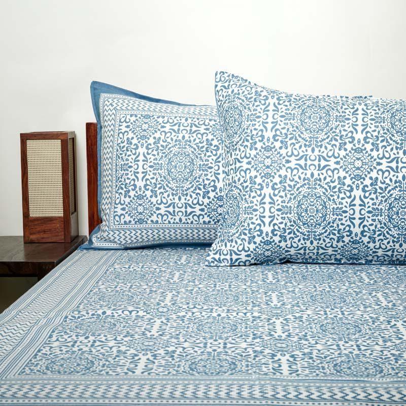 Buy Anvi Ethnic Printed Bedsheet - Blue Bedsheets from Vaaree