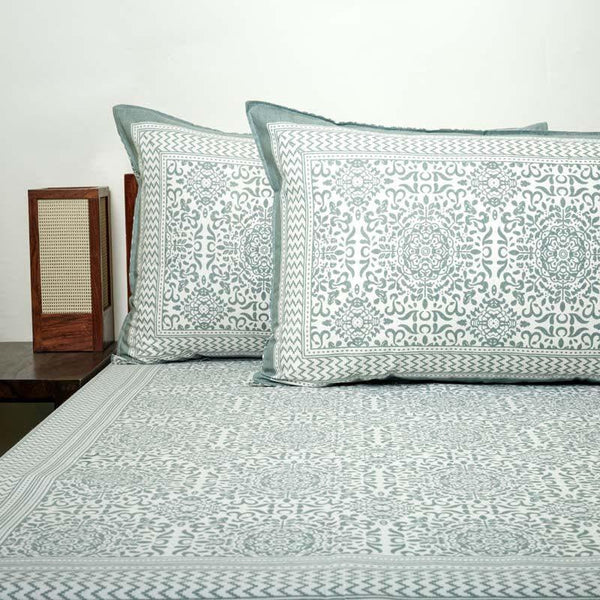 Buy Bedsheets - Anvi Ethnic Printed Bedsheet - Grey at Vaaree online