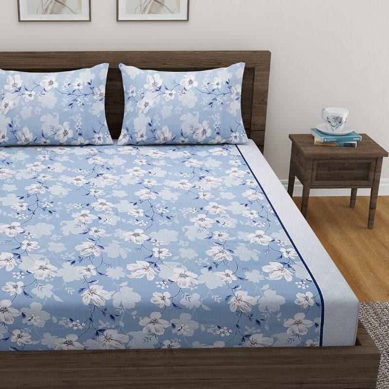 Buy Anvitha Floral Bedsheet - Blue Bedsheets from Vaaree