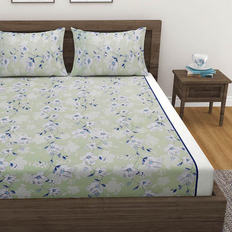 Buy Anvitha Floral Bedsheet - Green Bedsheets from Vaaree