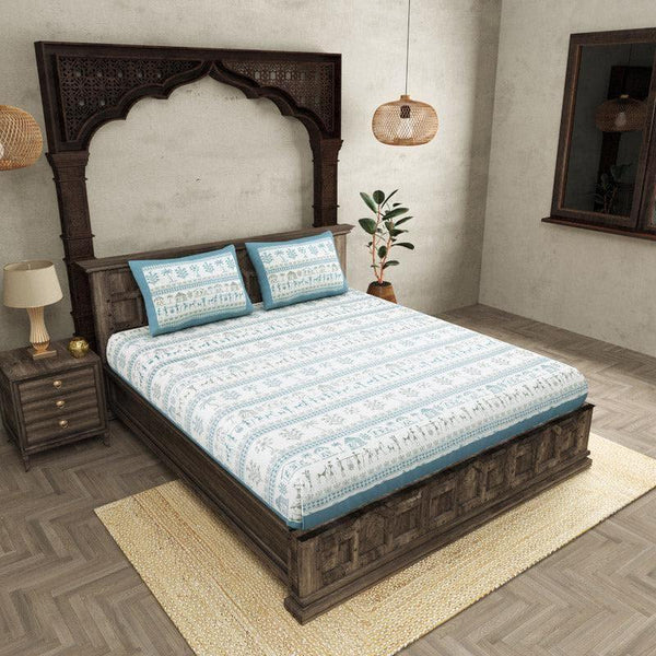 Buy Aparna Ethnic Bedsheet - Blue Bedsheets from Vaaree