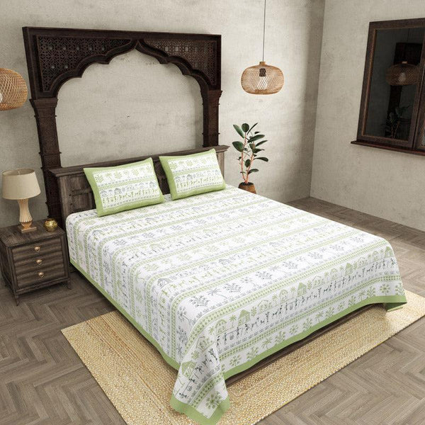 Buy Aparna Ethnic Bedsheet - Green Bedsheets from Vaaree