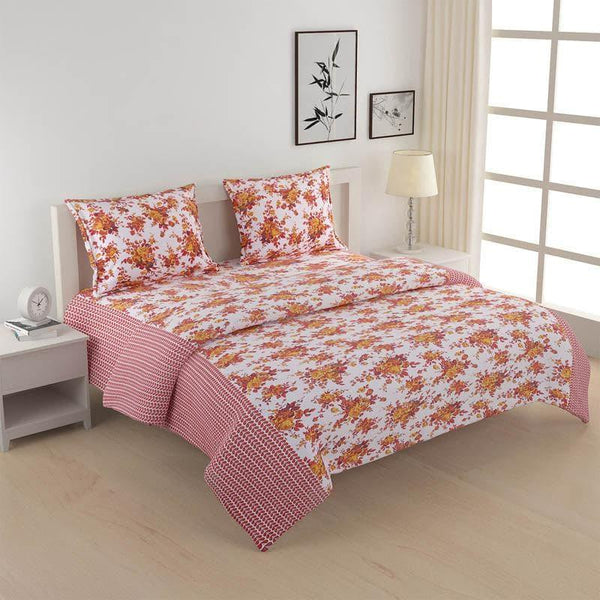 Bedsheets - Aruni Floral Bedsheet - Peach