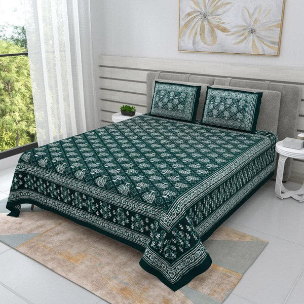 Buy Arushi Printed Bedsheet - Green Bedsheets from Vaaree