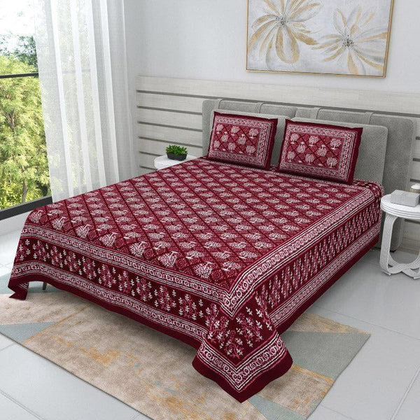 Buy Arushi Printed Bedsheet - Maroon Bedsheets from Vaaree