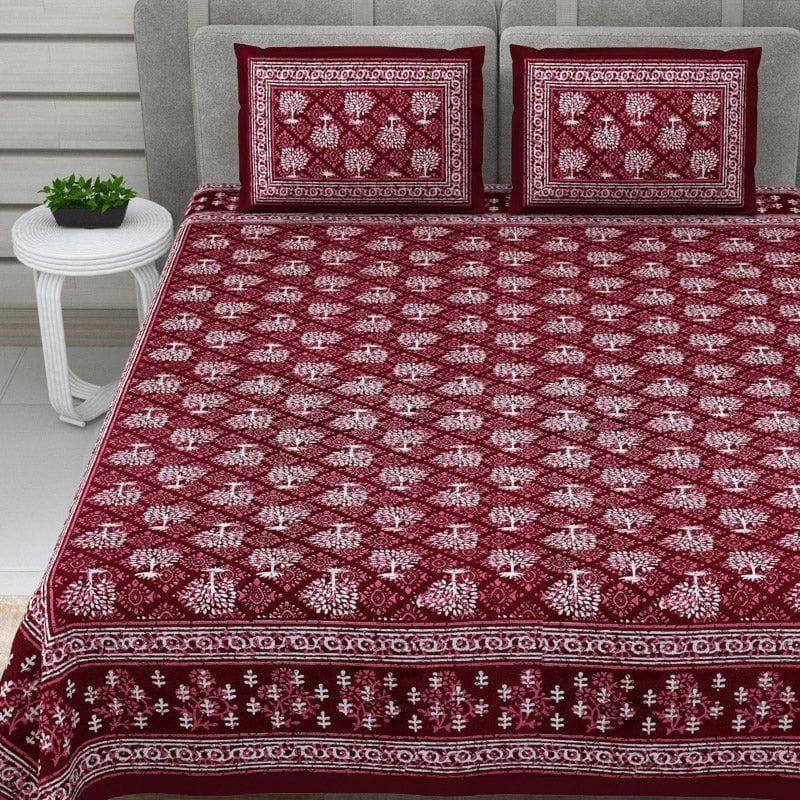 Buy Arushi Printed Bedsheet - Maroon Bedsheets from Vaaree