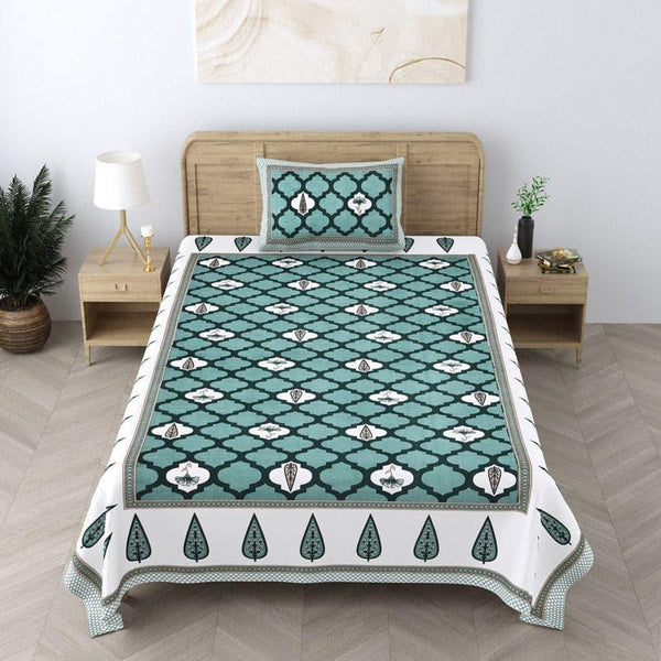 Buy Ashima Printed Bedsheet - Sea Green Bedsheets from Vaaree