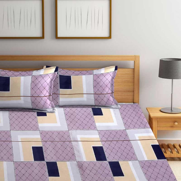 Buy Asymmetric Tile Printed Bedsheet - Purple Bedsheets from Vaaree