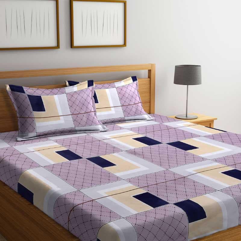 Buy Asymmetric Tile Printed Bedsheet - Purple Bedsheets from Vaaree